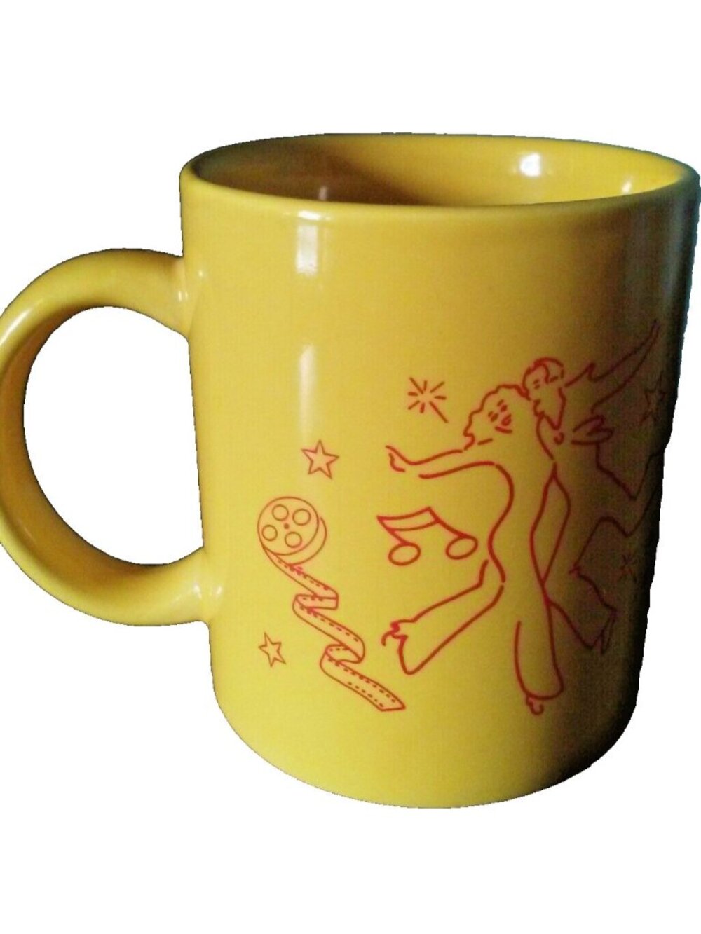 National Amusements Yellow Ceramic Mug Red Graphics Collectible